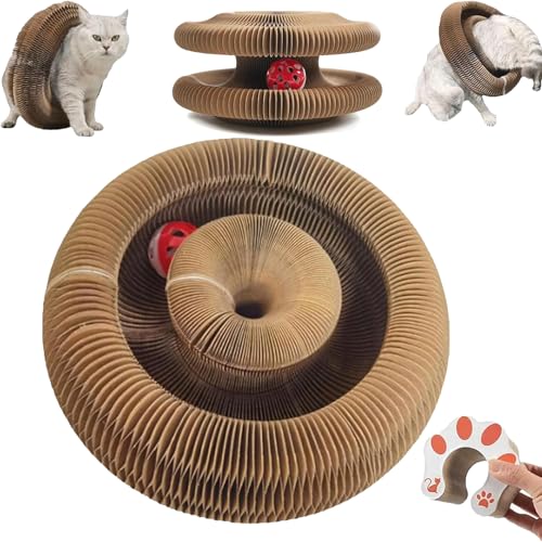 WPDUIODF Krallenspule, Krallenspule Katzenspielzeug, Tägliches Schnurren Krallenspule for Katzen, Faltbare Katzen, Katzenspielzeug Mit Glöckchenbällen & Track Adventure, for Hauskatzen(1 Pcs) von WPDUIODF