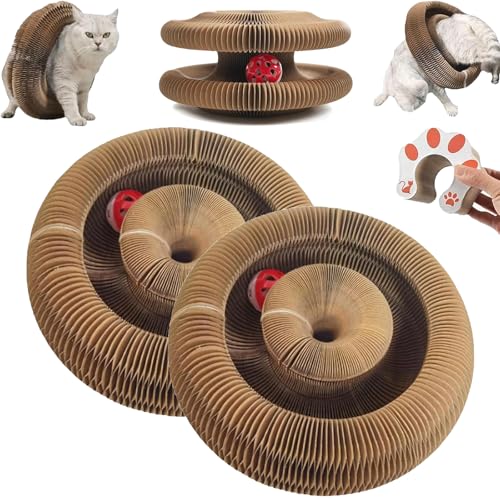 WPDUIODF Krallenspule, Krallenspule Katzenspielzeug, Tägliches Schnurren Krallenspule for Katzen, Faltbare Katzen, Katzenspielzeug Mit Glöckchenbällen & Track Adventure, for Hauskatzen(2 Pcs) von WPDUIODF
