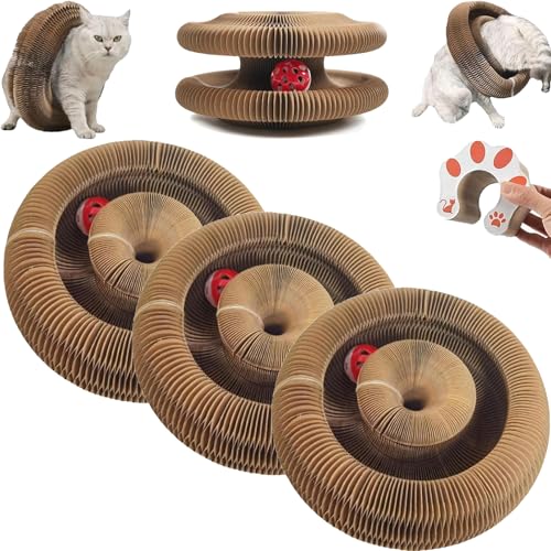 WPDUIODF Krallenspule, Krallenspule Katzenspielzeug, Tägliches Schnurren Krallenspule for Katzen, Faltbare Katzen, Katzenspielzeug Mit Glöckchenbällen & Track Adventure, for Hauskatzen(3 Pcs) von WPDUIODF