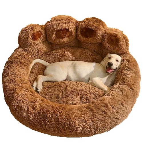 WPJBDS A,90cm/35inch, Plüsch-Hundebett, Pfotenförmiges Haustierbett-Katzenkissen, Universelles Warmes Hundeschlafnest Mit Rutschfester Unterseite, Für Kleine Und Mittelgroße Haustiere von WPJBDS