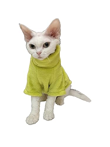 Sphynx Haarlose Katzenkleidung, solide, weiche Kunstpelz, Pullover, Outfit, niedlicher Pullover, Herbst/Winter, modisch, Rollkragen, Sphynx, Kleidung, Kätzchen, Katzen-Bekleidung (M (2-2,5 kg), von WQCXYHW