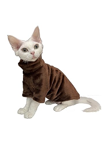 Sphynx Haarlose Katzenkleidung, solide, weiche Kunstpelz-Pullover, niedlicher Pullover, Herbst/Winter, modisch, Rollkragen, Sphynx, Kleidung, Kätzchen, Katzenbekleidung (Größe M (2-2,5 kg), von WQCXYHW
