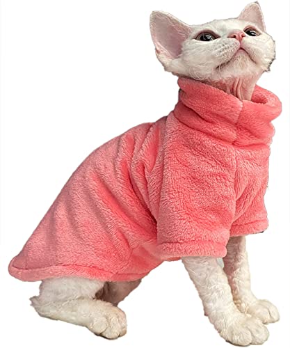 Sphynx haarlose Katzenkleidung, solide, weiche Kunstfell-Pullover, Outfit, niedlicher Pullover, Herbst, Winter, modische Rollkragen, Sphynx-Kleidung, Kätzchen, Katzenbekleidung, (XL(4-5 kg), Rot) von WQCXYHW