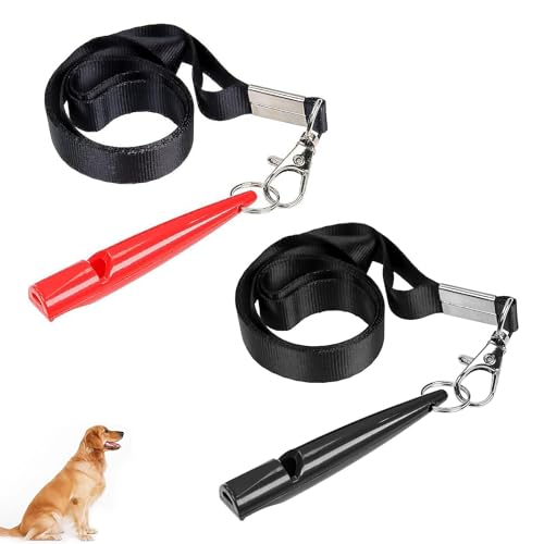 WQEDVN 2 x 210,5 Hundepfeifen für Rückruf, Hundetrainingspfeife für Rückruf, für Hundetraining, robustes Material, Standardfrequenz ist laut und weitreichend (rot + schwarz) von WQEDVN