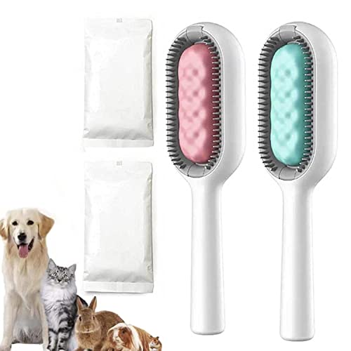 WQIAOBX 4 in 1 universal pet Knots Remover,Universal pet Knot Remover,Reusable Magic Hair Comb,Pet Hair Brushing Tool,Multifunctional Pet Cleaning Brush with Disposable Wipes Brush (2 Color(Long)) von WQIAOBX