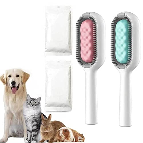 WQIAOBX 4 in 1 universal pet Knots Remover,Universal pet Knot Remover,Reusable Magic Hair Comb,Pet Hair Brushing Tool,Multifunctional Pet Cleaning Brush with Disposable Wipes Brush (2 Color(Short)) von WQIAOBX