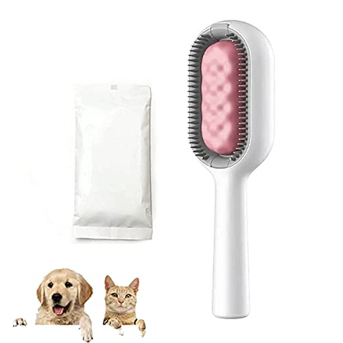 WQIAOBX 4 in 1 universal pet Knots Remover,Universal pet Knot Remover,Reusable Magic Hair Comb,Pet Hair Brushing Tool,Multifunctional Pet Cleaning Brush with Disposable Wipes Brush (Pink,Long Hair) von WQIAOBX