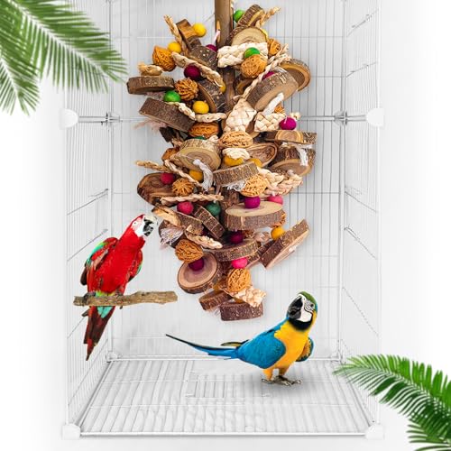 Papageienspielzeug für große Vögel, mehrfarbiges, extra großes Vogelkauspielzeug, Papageienkäfig, Beißspielzeug, natürlicher harter Bambus mit Walnussholz, für Aras, Cokatoos, afrikanische graue und Papageienspielzeug für große Vögel, mehrfarbiges, extra großes Vogelkauspielzeug, Papageienkäfig, Beißspielzeug, natürlicher harter Bambus mit Walnussholz, für Aras, Cokatoos, afrikanische graue und von WQY GroceryShop