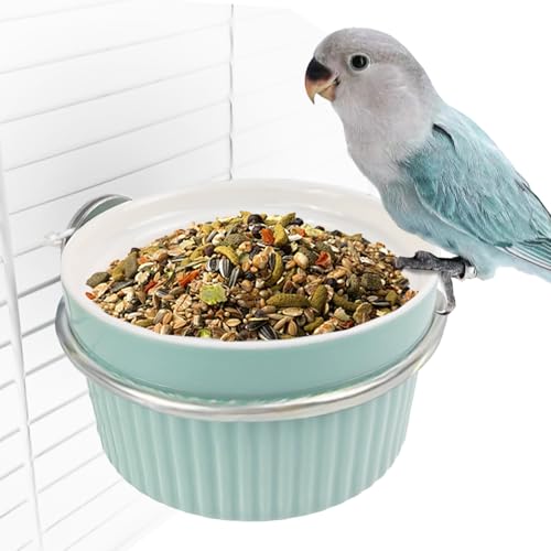 Vogelfutterbecher Papageienfutterkäfig Schüssel Klemmhalter Stallbecher Keramik Vogelkäfig Wassernapf Haustier Futterkäfig für Sittiche African Greys Sittiche Nymphensittiche Lovebird Wellensittiche von WQY GroceryShop