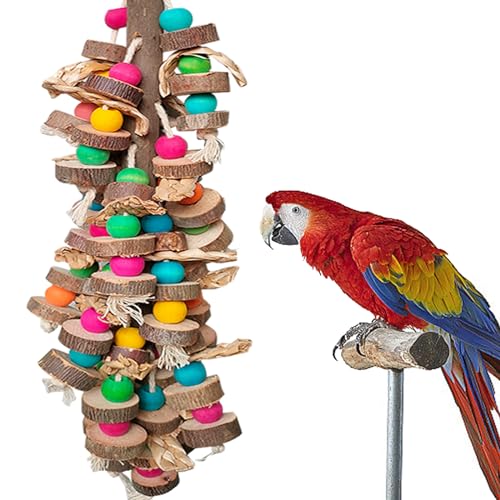 WQY Groceryshop Papageienspielzeug für große Vögel, mehrfarbige Holzblöcke, Vogelkauspielzeug, Papageienkäfig, Beißspielzeug oder Aras, Cokatoos, afrikanische graue und große, mittelgroße von WQY GroceryShop