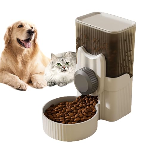 Automatischer Futterspender für Haustiere mit abnehmbarer Schüssel, 1 l Fassungsvermögen, für Hunde und Katzen, Kleintiere, zum Aufhängen (Futterspender, Grau) von WREWING