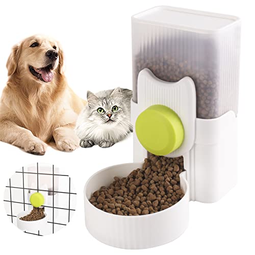 Automatischer Futterspender mit abnehmbarer Schüssel, 1 l Fassungsvermögen, für Hunde und Katzen, Kleintiere, zum Aufhängen (Futterspender, Grün) von WREWING
