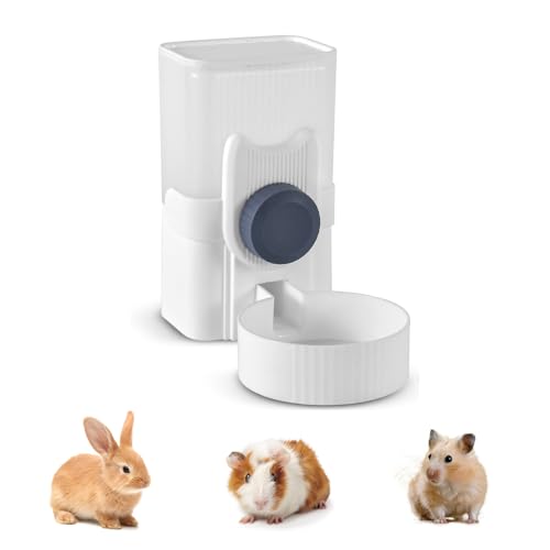 Automatischer Wasserspender für Haustiere, mit 1 l Fassungsvermögen, automatischer Siphon, Schwerkraft-Design, Hängekäfig-Set für Hunde, Katzen, Kleintiere, abnehmbare Flasche (wassergrau) von WREWING