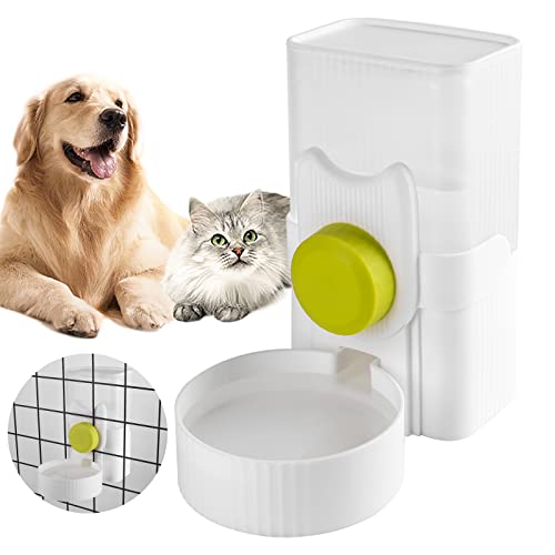 Automatischer Wasserspender für Haustiere, mit 1 l Fassungsvermögen, automatischer Siphon, Schwerkraft-Design, Hängekäfig-Set für Hunde, Katzen, Kleintiere, abnehmbare Flasche (wassergrün) von WREWING