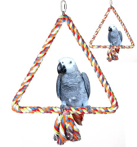 WREWING 2-teiliges Dreiecks-Seilschaukel und Sitzstangen-Set, Deckenmontage, Vogelkäfigspielzeug für Papageien, Sittiche, Baumwollhängematte und Kletterzubehör WREWING 2-teiliges Dreiecks-Seilschaukel und Sitzstangen-Set, Deckenmontage, Vogelkäfigspielzeug für Papageien, Sittiche, Baumwollhängematte und Kletterzubehör von WREWING