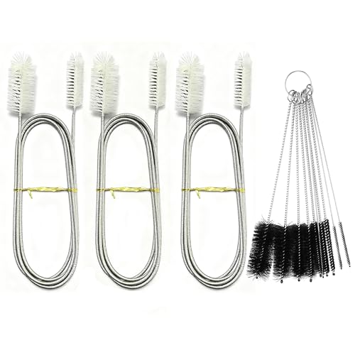 WREWING Flexibles Rohrreinigungsbürsten-Set – U-förmiger Doppelkopf-Schrubber für Strohhalme, Rohre, Abflüsse und Aquarien (mehrfarbig) von WREWING