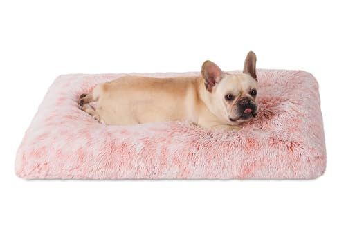 WREWING Großes flauschiges, beruhigendes Anti-Angst-Bett für Hunde und Katzen, waschbare Plüsch-Kunstfell-Haustiermatratze mit weicher, warmer, rutschfester Unterseite von WREWING