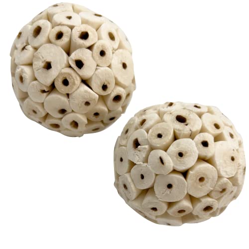 WREWING Natürlicher Madar-Kauball für Papageien, Hamster, Kaninchen, 6 cm, 2 Stück, kleines Haustier-Zahnspielzeug (Vogel-Kauspielzeug, umweltfreundlich) von WREWING