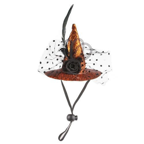 WREWING Verstellbarer Hexenhut für Haustiere – Halloween-Spitzenkappe für Katzen, Hunde, Kaninchen, Kostüm – orangefarbenes Netz-Design WREWING Verstellbarer Hexenhut für Haustiere – Halloween-Spitzenkappe für Katzen, Hunde, Kaninchen, Kostüm – orangefarbenes Netz-Design von WREWING