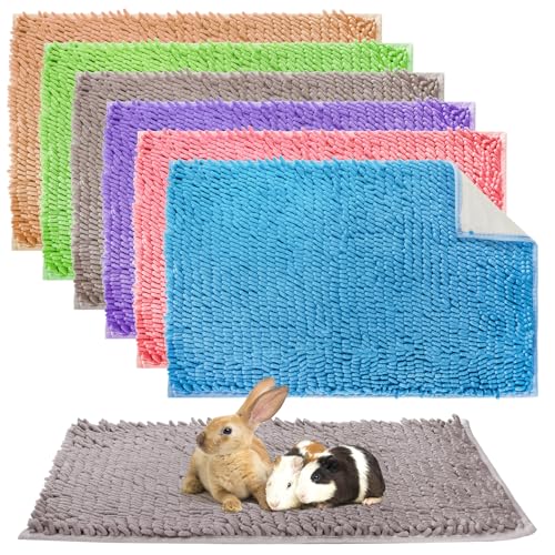 WRINGKIT Meerschweinchen-Matten, 40,6 x 61 cm, waschbare Fleece-Einlage, rutschfeste Tier-Schlafmatte für Kaninchen, Kaninchen, Hamster, 6 Stück von WRINGKIT