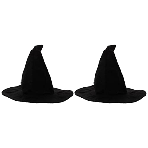 WRITWAA 2 Stück Halloween-Hut für Haustiere, Schwarzer Hexenhut für Hunde und Katzen, Polyester Halloween-Haustierkopfschmuck, Zaubererhut für kleine Haustiere, 17 x 16 x 12,5 cm von WRITWAA