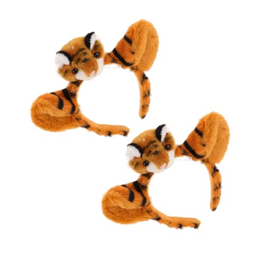 WRITWAA 2 Stück Plüschiger Kleiner Tigerkopfschmuck Requisiten für Tierkostüme Cosplay Tiger Requisiten Party Dekoration plüsch Haarband Halloween-Party-Stirnbänder Tierstirnband Halloween von WRITWAA
