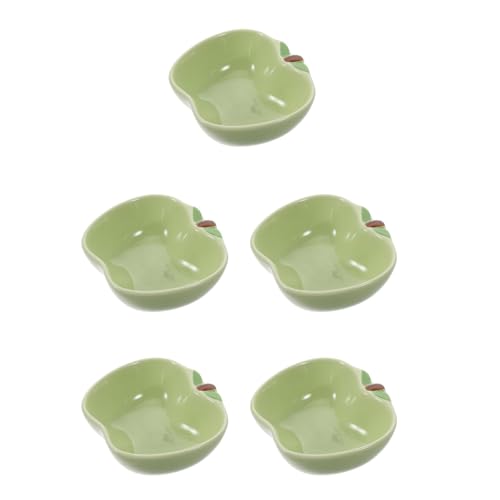 WRITWAA 5Pcs Hellgrüne Keramik Hamster Futter Schüssel Kleines Tierfuttermittel Süßes Apfel -Design -Feeder für Hamster Chinchillas von WRITWAA
