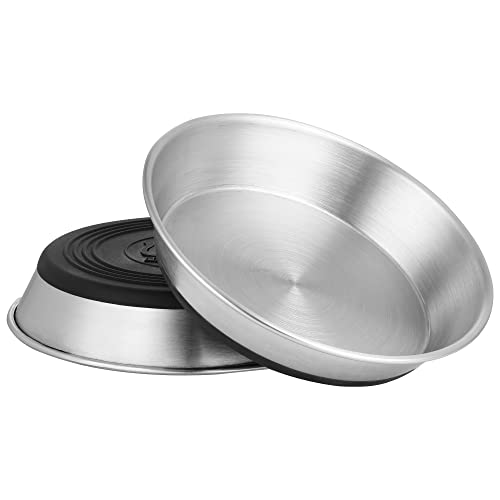 WROSWT Edelstahl-Katzennäpfe, Schnurrhaarfreundlich, flach, für Futter und Wasser, rutschfeste Silikonunterseite, strapazierfähig, Ersatz-Kätzchen-Metallplatte für erhöhte Ständer, 2 Stück WROSWT Edelstahl-Katzennäpfe, Schnurrhaarfreundlich, flach, für Futter und Wasser, rutschfeste Silikonunterseite, strapazierfähig, Ersatz-Kätzchen-Metallplatte für erhöhte Ständer, 2 Stück von WROSWT