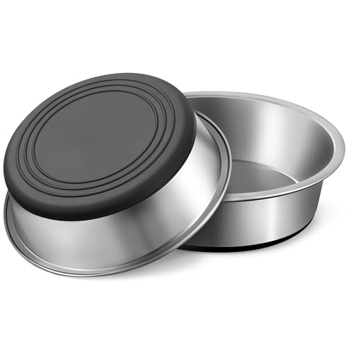WROSWT Hundenäpfe aus Edelstahl, rostfrei, Metall und rutschfeste Gummiunterseite, strapazierfähig, große Futternapf, lebensmittelecht, BPA-frei, Futter- und Wassernapf für große Hunde, 2 Stück (1,8 l WROSWT Hundenäpfe aus Edelstahl, rostfrei, Metall und rutschfeste Gummiunterseite, strapazierfähig, große Futternapf, lebensmittelecht, BPA-frei, Futter- und Wassernapf für große Hunde, 2 Stück (1,8 l von WROSWT