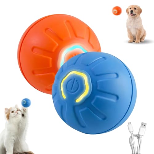 WRQIOO Interaktiver Hundeball, elektrischer Hundeball mit intelligenter Aufwachfunktion, über USB wiederaufladbar, vibrierender Hundeball für energetisches Spielen, für Welpen, Kätzchen, kleine Hunde von WRQIOO