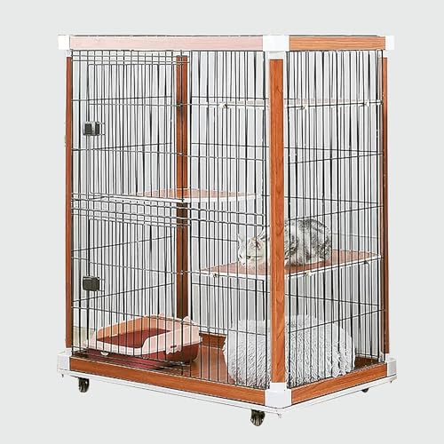 Katzengehege Outdoor für Den Innenbereich, Groß mit Rädern, Katzenhaus für Den Innenbereich Aus Holz, Freigehege für Katzen, Katzenvilla, Katzenlaufstall für Katzen im Innenbereich, Eingezäunt von WRYsqbhjyb