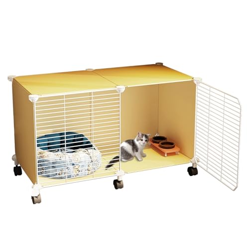 WRYsqbhjyb Katzengehege mit Katzenbett/Hängematte/Katzennapf, Catio-Katzengehege im Freien, Käfighaus, Katzenvilla, Katzenkäfige für Hauskatzen für 1–3 Katzen (Size : 28.3x14.5x16.1in) von WRYsqbhjyb