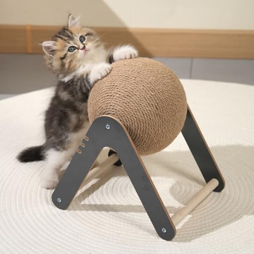 Katzenkratzer, Ballfräskrallen, aufrechtes Katzenspielzeug, selbstunterhaltsames, Katzenkratzbrett, integriertes Hanfseil, kleine und mittelgroße Katzenklettergerüst, Haustierbedarf（schwarz） von WSADZXC77