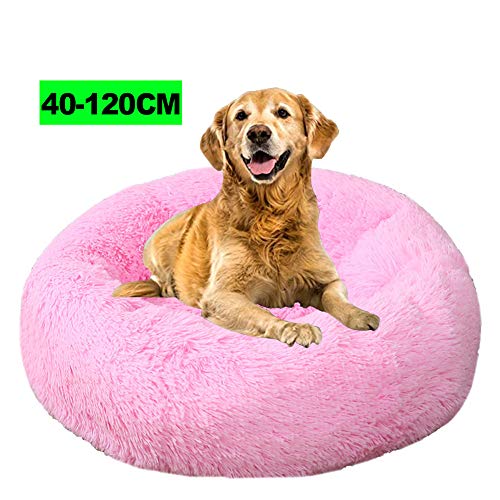 WSGJHB Deluxe Hundebett, Flauschiges Sofa Hundekissen Katzenbett Rundes Plüsch Haustierbett in Doughnut-Form für große und extra große Hunde 110CM Glitzer von WSGJHB