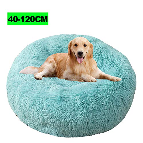 WSGJHB Deluxe Hundebett, Flauschiges Sofa Hundekissen Katzenbett Rundes Plüsch Haustierbett in Doughnut-Form für große und extra große Hunde 110CM Smaragd von WSGJHB
