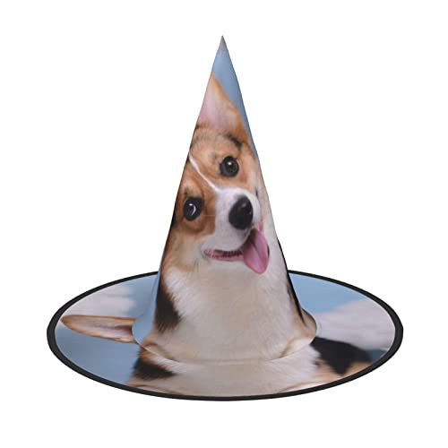 WSHFFILO Corgi Dogs bedruckter Halloween-Hut, faltbar, spitz, Party-Dekoration WSHFFILO Corgi Dogs bedruckter Halloween-Hut, faltbar, spitz, Party-Dekoration von WSHFFILO