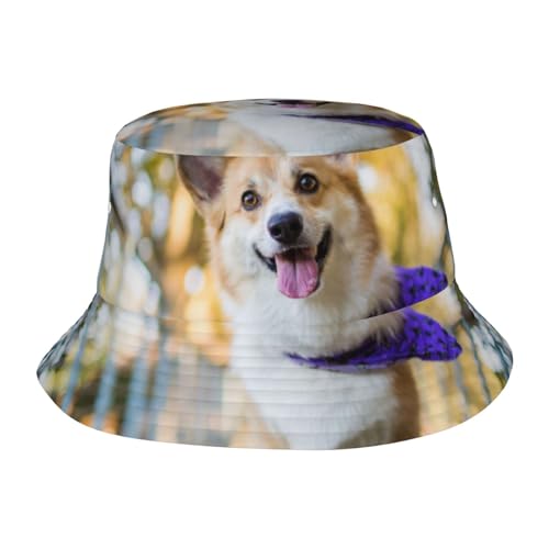 WSHFFILO Fischerhut für Erwachsene, Corgi-Druck, Fischerhut, Strand-Sonnenhut, lässige Kopfbedeckung WSHFFILO Fischerhut für Erwachsene, Corgi-Druck, Fischerhut, Strand-Sonnenhut, lässige Kopfbedeckung von WSHFFILO