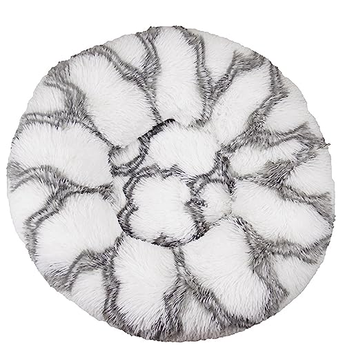 WSLCN Katzenbett, kleines Hundebett, rundes Plüschbett, warmes Donutbett, graues Muster (Durchmesser 60 cm) von WSLCN