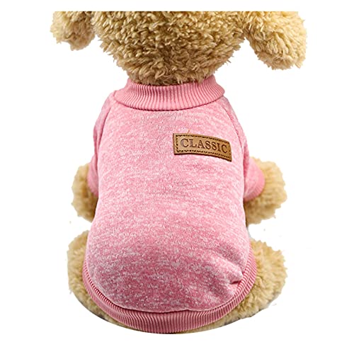 Hundepullover, warme Hundekleidung, Welpenjacke, Mantel, Katzenkleidung, Hundepullover, Winter-Hundemantel, Kleidung für kleine Hunde, Chihuahua, XS-2XL, Hundepullover (Farbe: Rosa, Größe: XS) von WSMNYH