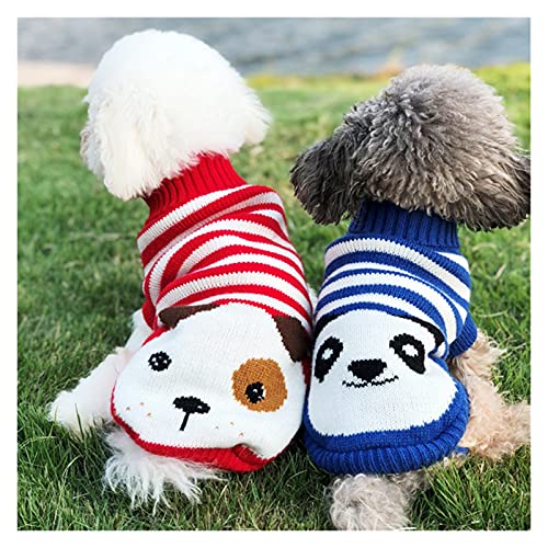 Hundepullover für den Winter, Cartoon-Katze, Hundekleidung, warmer Pullover für kleine Yorkie-Haustierkleidung, Mantel, Stricken, Häkeltuch, XS-3XL, Hundepullover (Farbe: Blauer Panda, Größe: XS) von WSMNYH