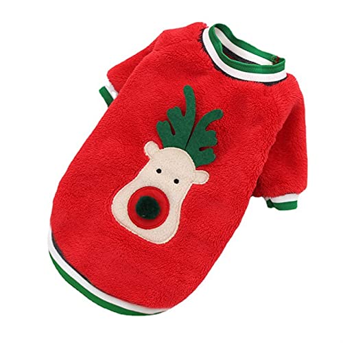 Sweater für Hunde Fleece Winter Hund Kleidung Weihnachten Haustier Hund Manteljacke for Hunde Hoodie Warme Kleidung for Hunde Kostüm Hund Pullover (Color : Red, Size : M) von WSMNYH