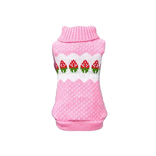 Sweater für Hunde Haustier Hund Winter Halten Sie warme Jumper Pullover Rollkragenherz Herbst Hunde Kätzchen Katzen Weiche Strickwaren Kleidung Hund Pullover (Color : Pink, Size : XL) von WSMNYH