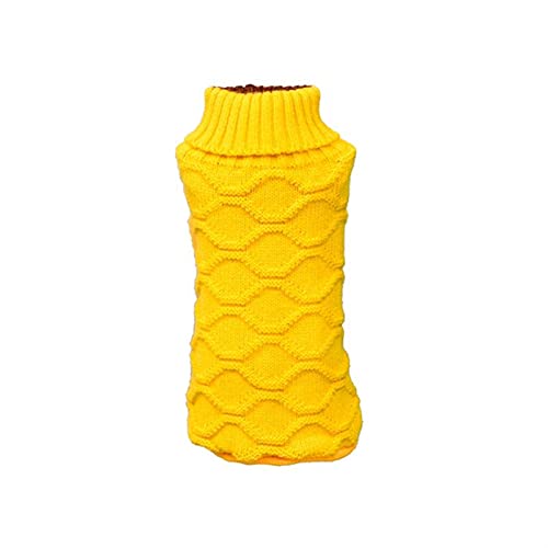 Sweater für Hunde Haustier Hund Winter Halten Sie warme Jumper Pullover Rollkragenherz Herbst Hunde Kätzchen Katzen Weiche Strickwaren Kleidung Hund Pullover (Color : Yellow, Size : L) von WSMNYH