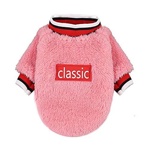 Sweater für Hunde Warme Hundekleidung Welpenjacke Mantel Katze Kleidung Hund Pullover Winter Hund Mantel Kleidung for kleine Hunde Chihuahua XS-2XL. Hund Pullover (Color : Fleece Pink, Size : L) von WSMNYH