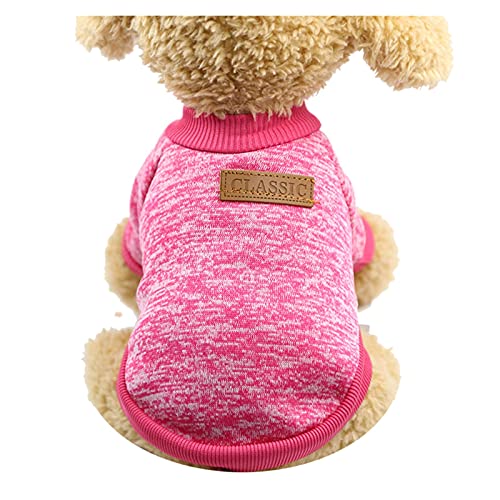 Sweater für Hunde Warme Hundekleidung Welpenjacke Mantel Katze Kleidung Hund Pullover Winter Hund Mantel Kleidung for kleine Hunde Chihuahua XS-2XL. Hund Pullover (Color : Fushia, Size : S) von WSMNYH