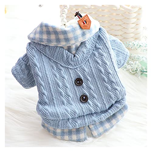 Sweater für Hunde Warme Winterhunde-Pullover Mantel Weiche Liner-Kleidung for Hunde Hund Pullover (Color : Blue Plaid, Size : L) von WSMNYH