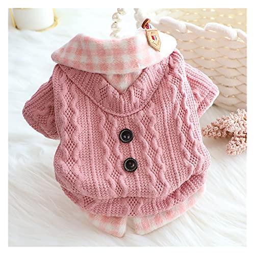 Sweater für Hunde Warme Winterhunde-Pullover Mantel Weiche Liner-Kleidung for Hunde Hund Pullover (Color : Pink Plaid, Size : L) von WSMNYH