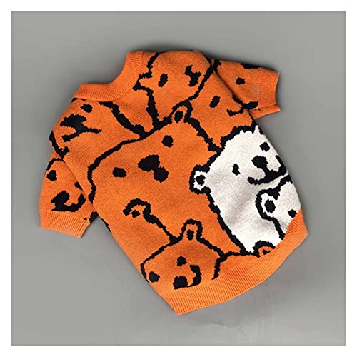 WSMNYH Hundepullover, bezaubernder Welpenpullover, warme Hundekleidung, niedlicher Hundepullover, Hauskleidung, Cartoon-bedruckter Pullover, Hundepullover (Farbe: Gelb, Größe: XXL) von WSMNYH