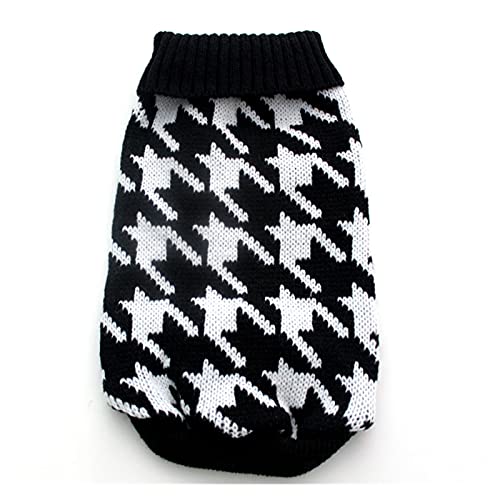 WSMNYH Hundepullover für Hunde und Katzen, Kapuzenpullover, Haustiermantel, Kleidung, Hahnentritt-Design, Hundepullover (Farbe: Schwarz, Größe: XS) von WSMNYH