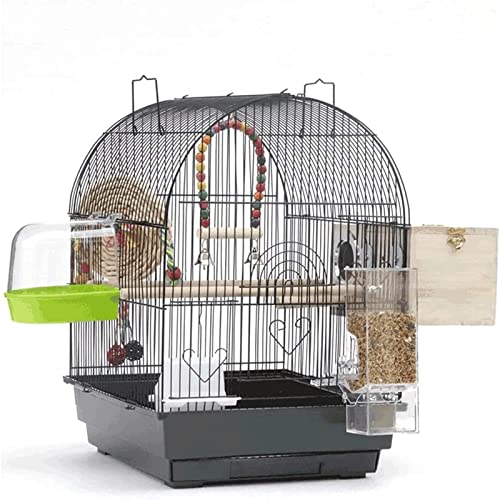 Flight Black Schmiedeeisen Vogelkäfig 50.8 cm Höhe Vogelkäfig mit Spielspielzeug und Rollständer, Flight Vogelkäfig für Papageien Tauben Vogelhaus von WTCBQC